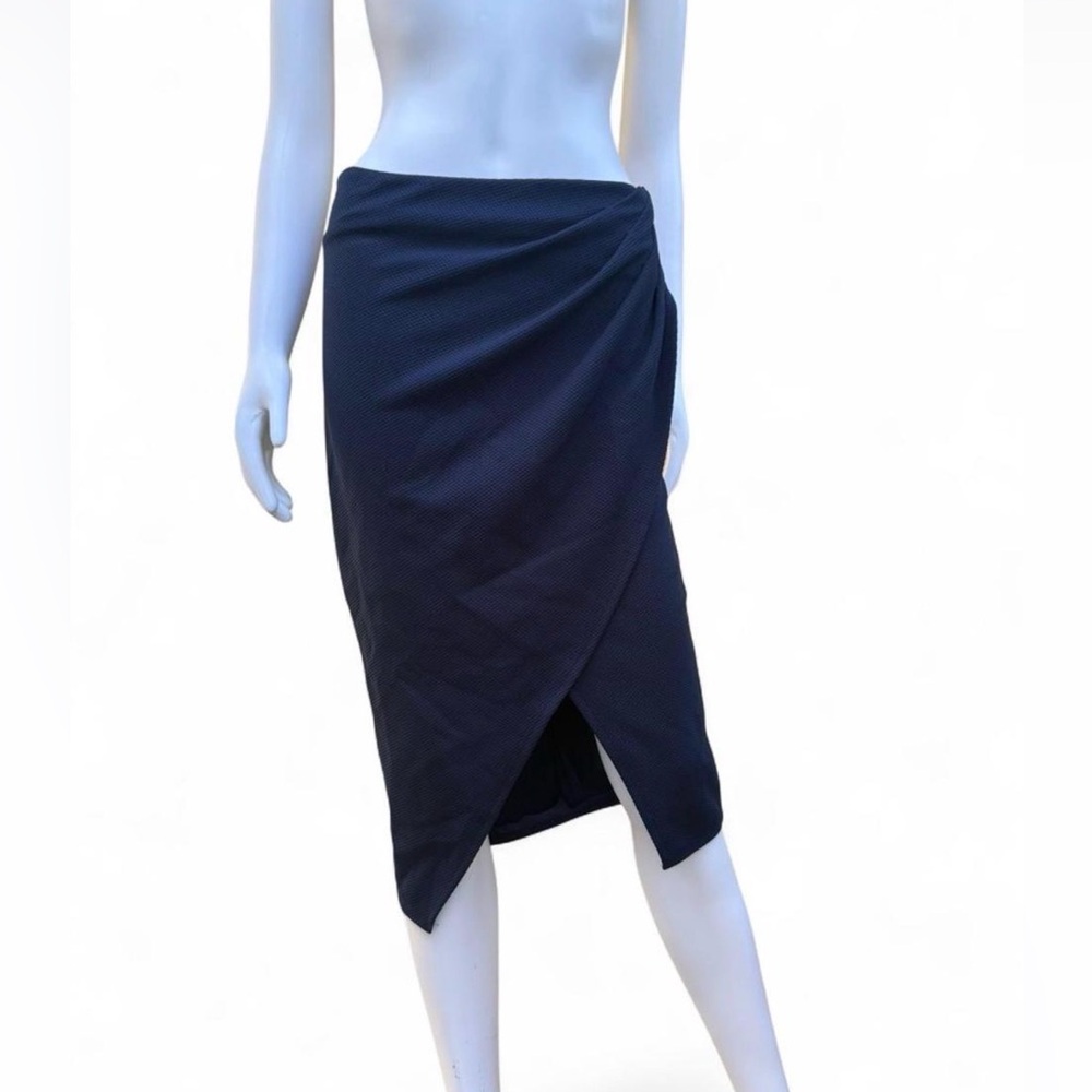 LAPIS Navy Blue Wrap Pencil Skirt Midi | Size M